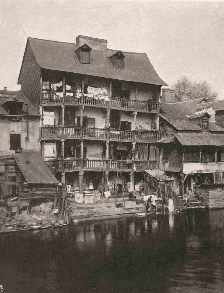 ILLE-ET-VILAINE. Maison du pont Saint-Martin, à Rennes 1902 old antique print